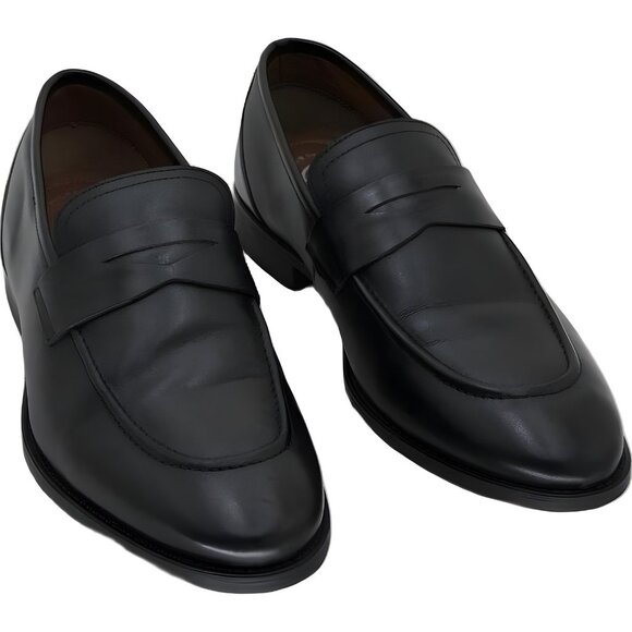Thomas Vine Bishop Penny Loafers Black Leather Apron Toe Dress Shoes 10.5M - Picture 1 of 6